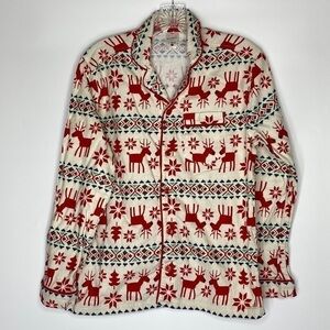 Hanna Andersson Christmas Deer Flannel Pajama Top Size XXS